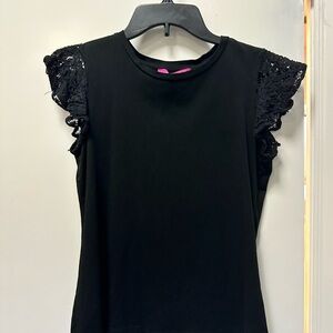 Elegant Black Lace Sleeve Top